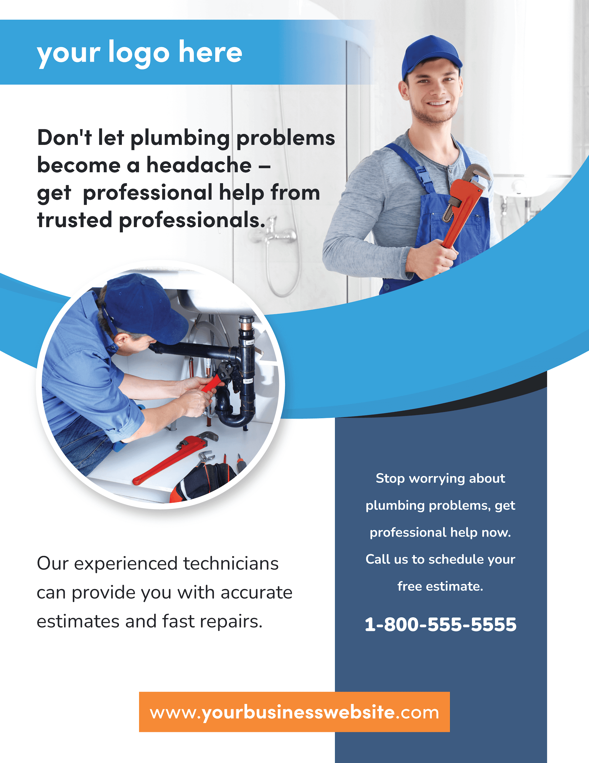 Free Plumbing Services Flyer Template by ServiceTitan (PNG)