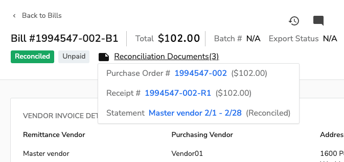 Payables | Bill Example