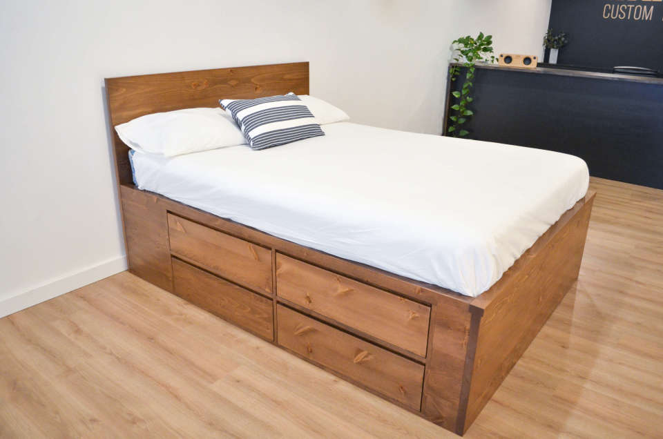 Madrid 8 Drawer Storage Bed Frame, Pine Bed Frame With Drawers