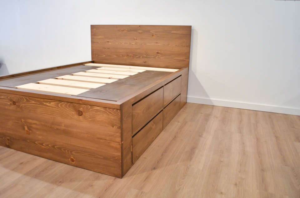 Madrid 8 Drawer Storage Bed Frame, Solid Wood Platform Bed Frame With Storage