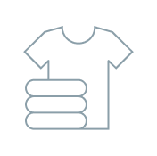 Icon showing a stack of folded cloths and an unfolded t-shirt