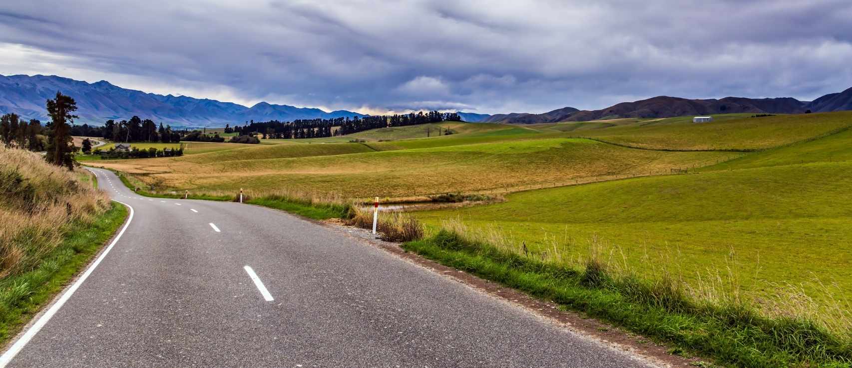 Scenic Open Road in New Zealand 