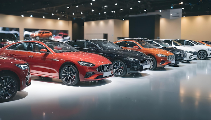 A row of cars on a New Zealand dealership.