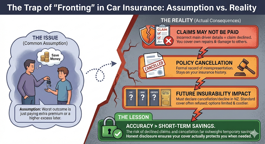 Quashed 2026 diagram detailing the financial consequences of car insurance fronting.
