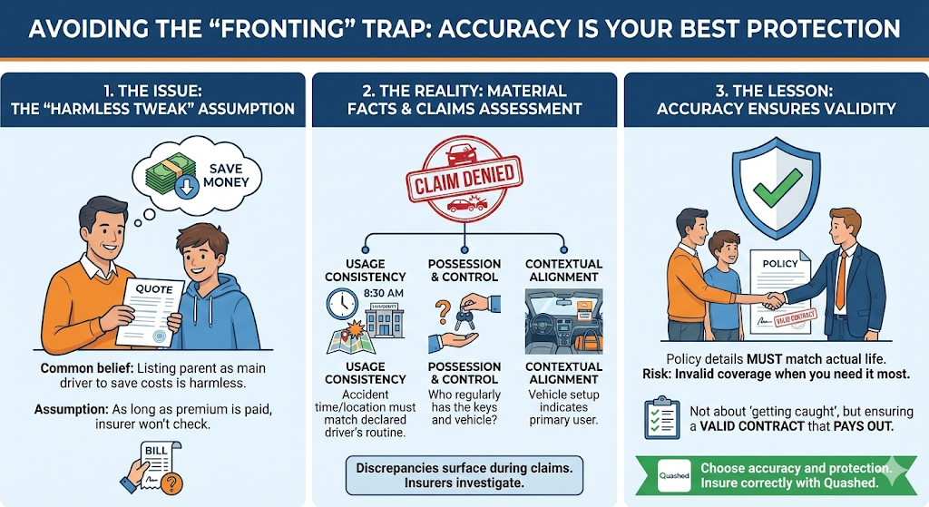 Quashed 2026 illustration of how insurers assess vehicle usage and driver accuracy.