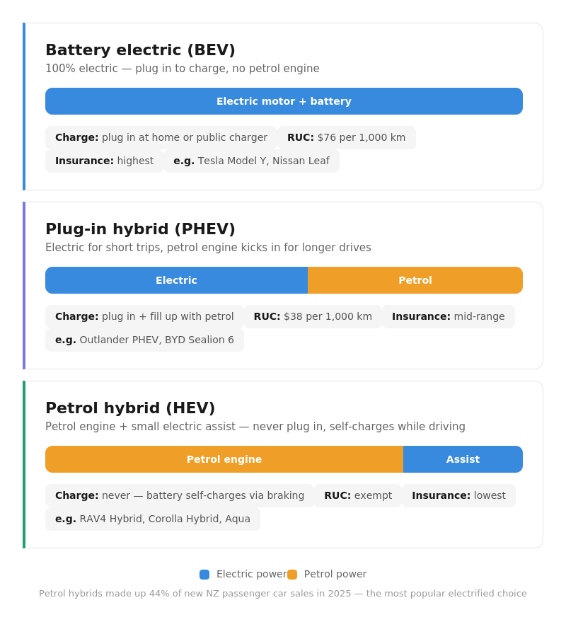 EV and hybrid types infographic.