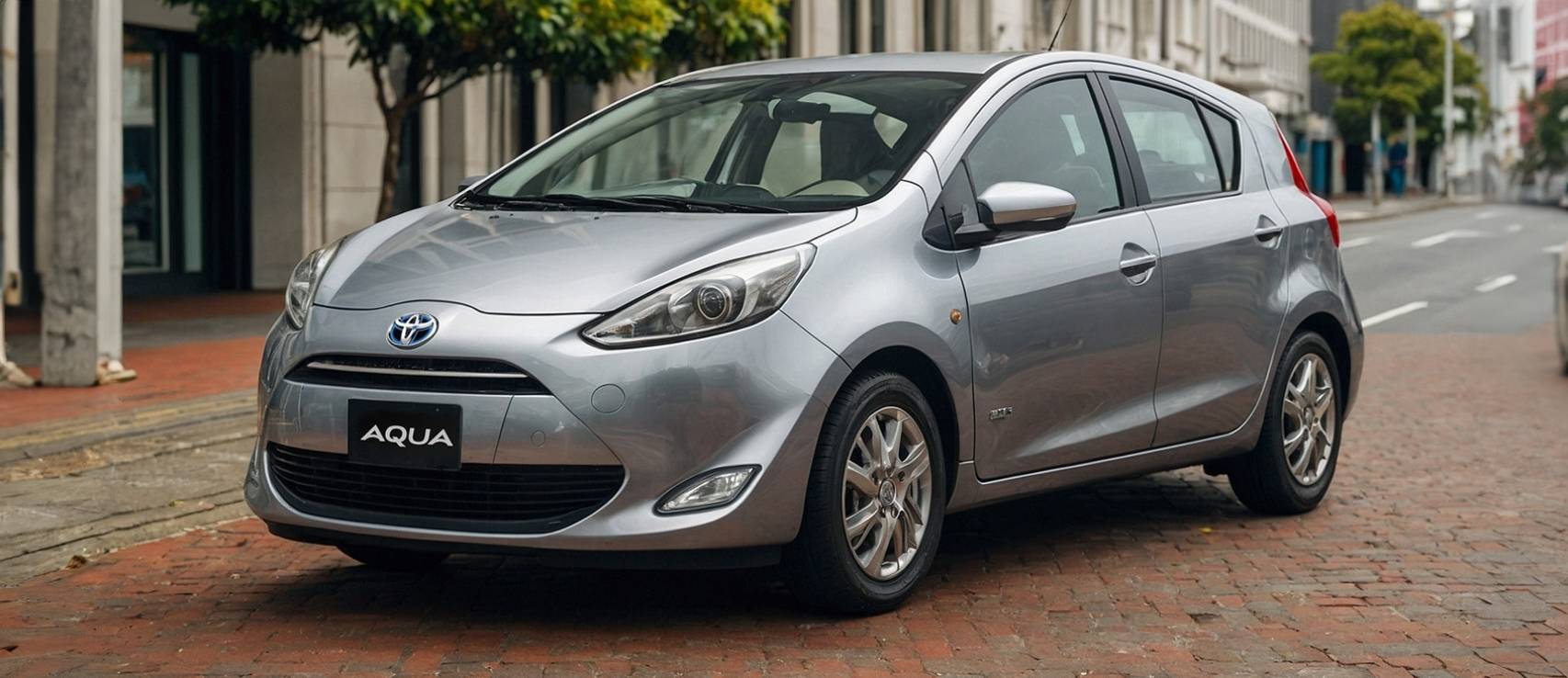 Grey Toyota Aqua on a New Zealand street for the 2026 Cove car insurance review by Quashed.