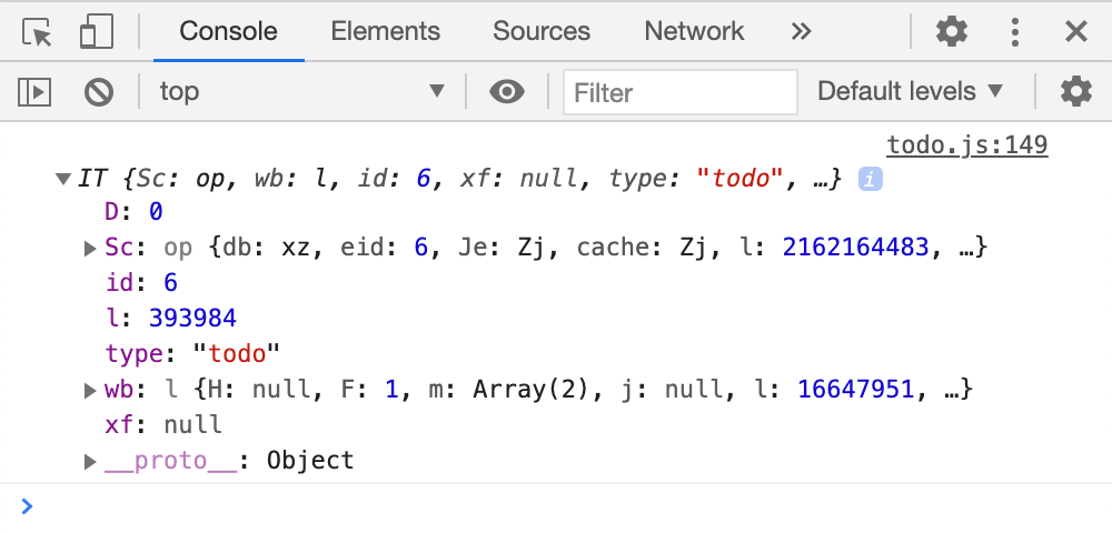 console.log(entity) before custom formatters