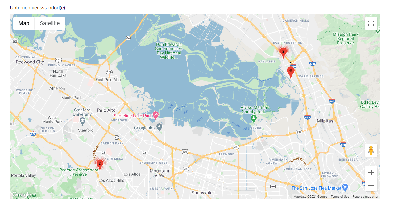 Carte des sites de l'entreprise