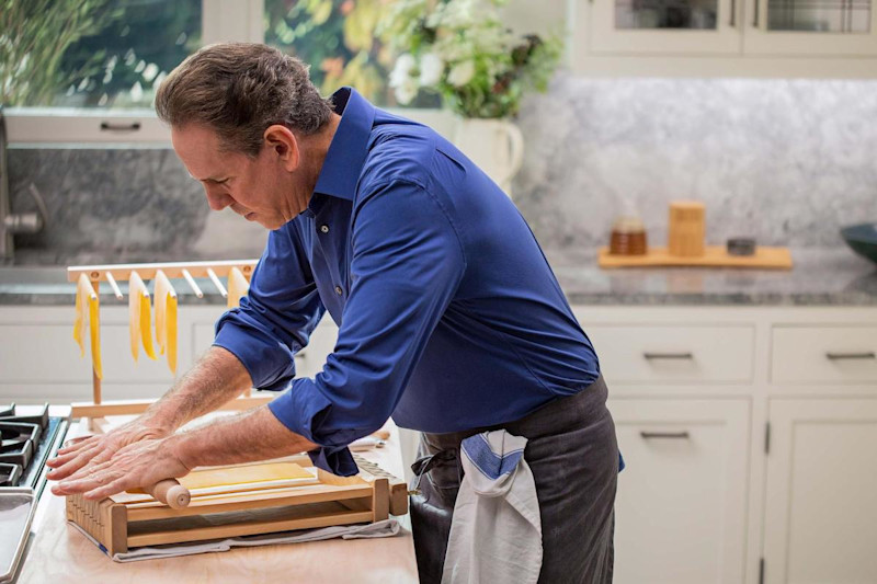 Chef Thomas Keller making pasta in kitchen