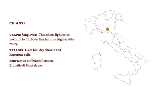 Map of the chianti region in tuscan italy