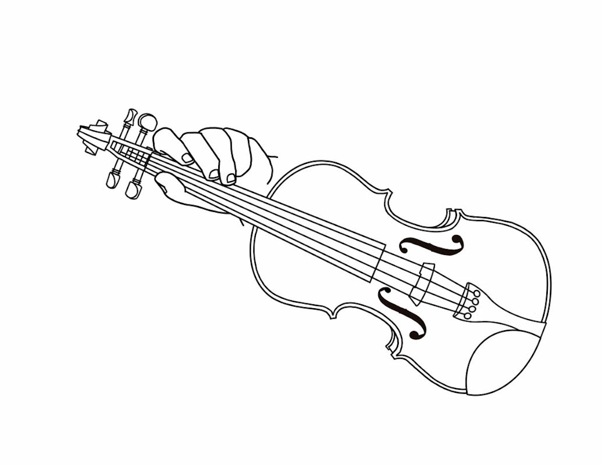 Diagram of first position on violin