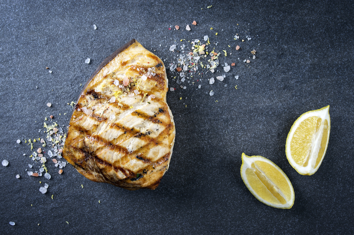 Swordfish with lemon and salt and pepper