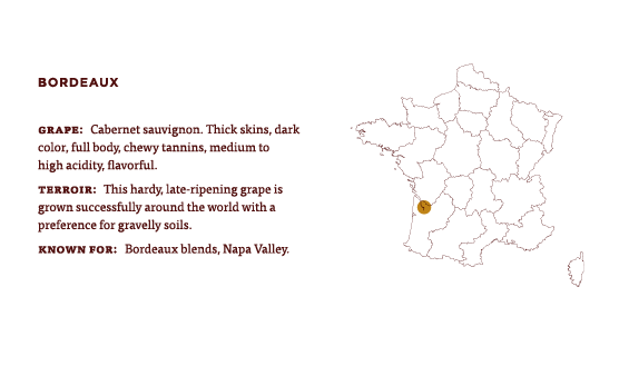 A Map of the famous wine region of Bordeaux