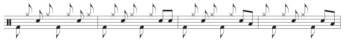 Eighth Note Linear Drum Pattern