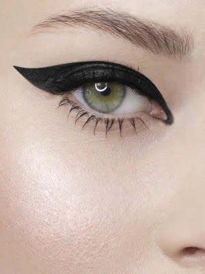 Winged eyeliner on model