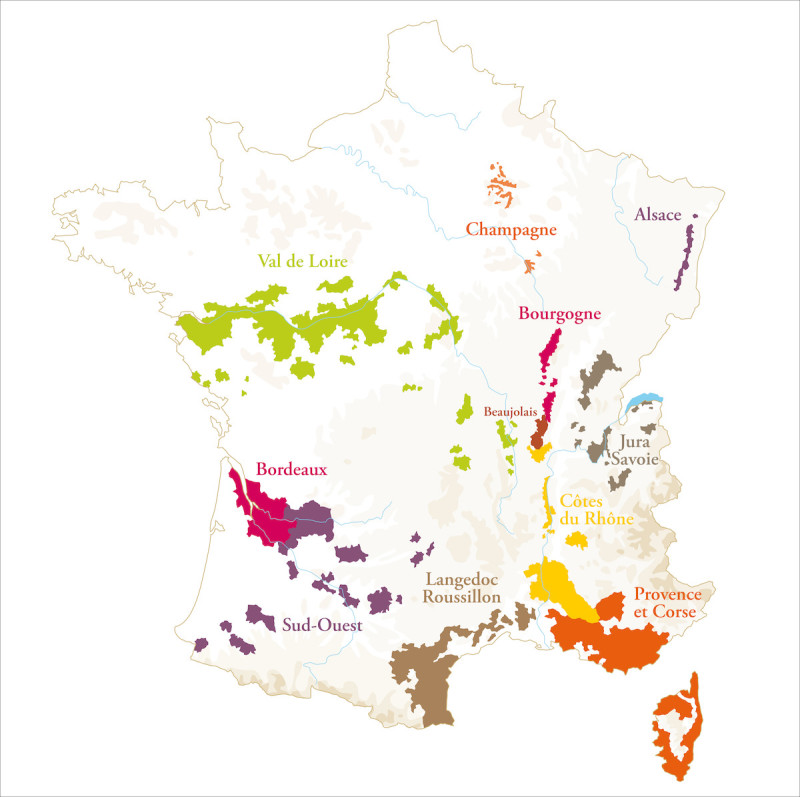 Map of France wine regions