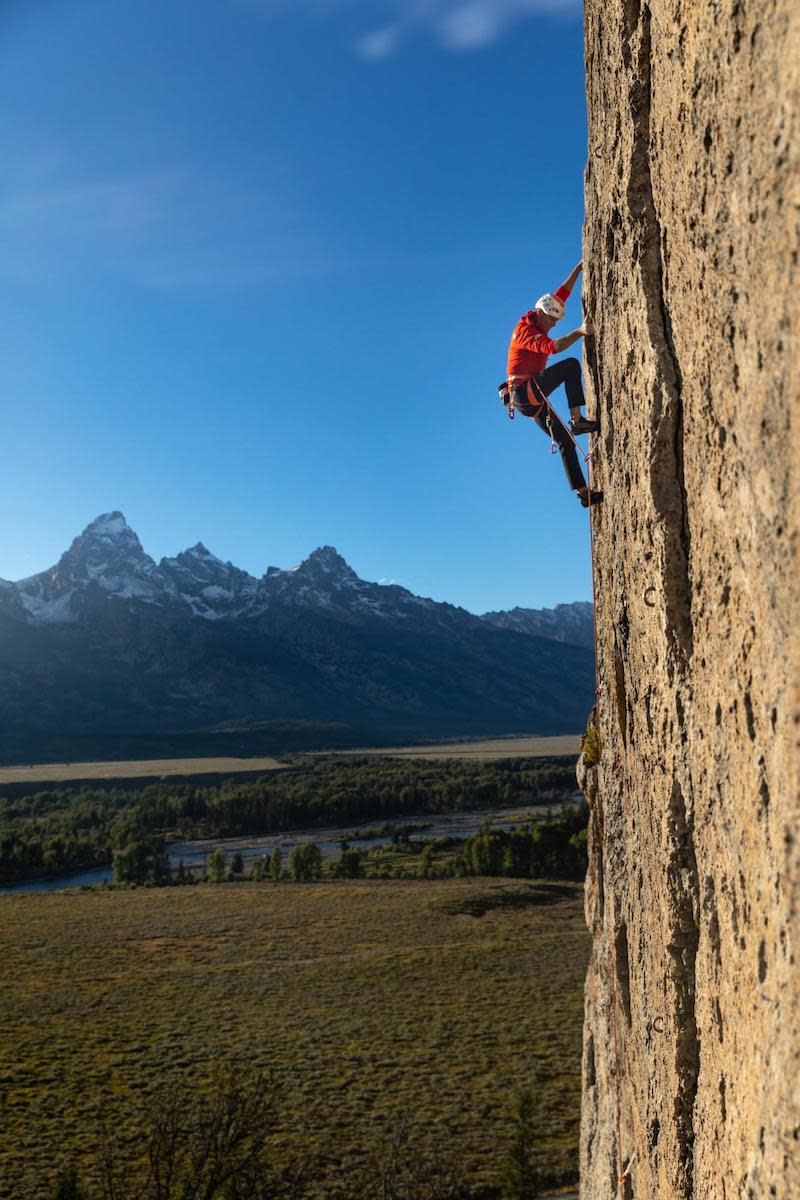 Jimmy Chin's photograph of Conrad Anker on a rock wall