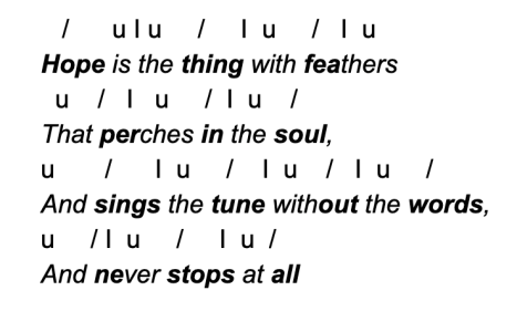 hope is the thing with feathers by Emily Dickinson verse