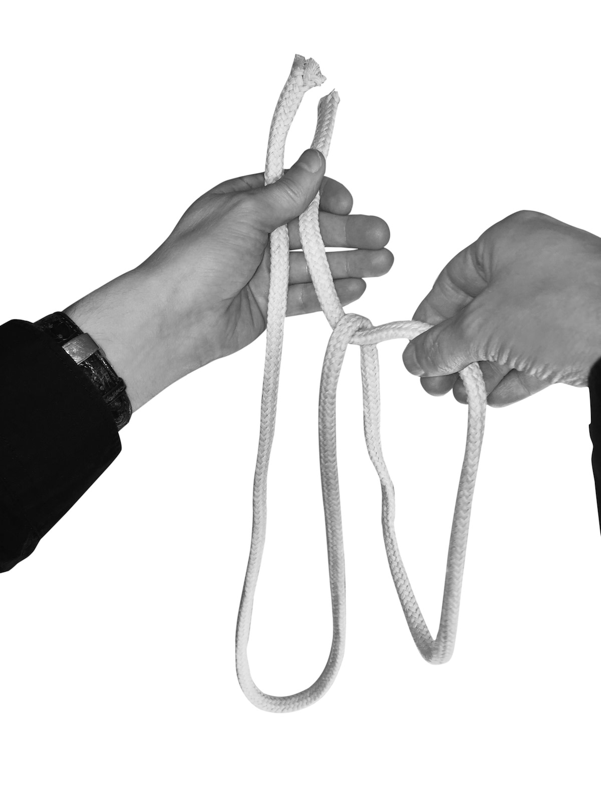 Person holding rope with loops