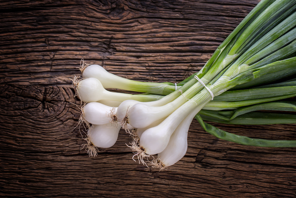 a bundle of spring onions