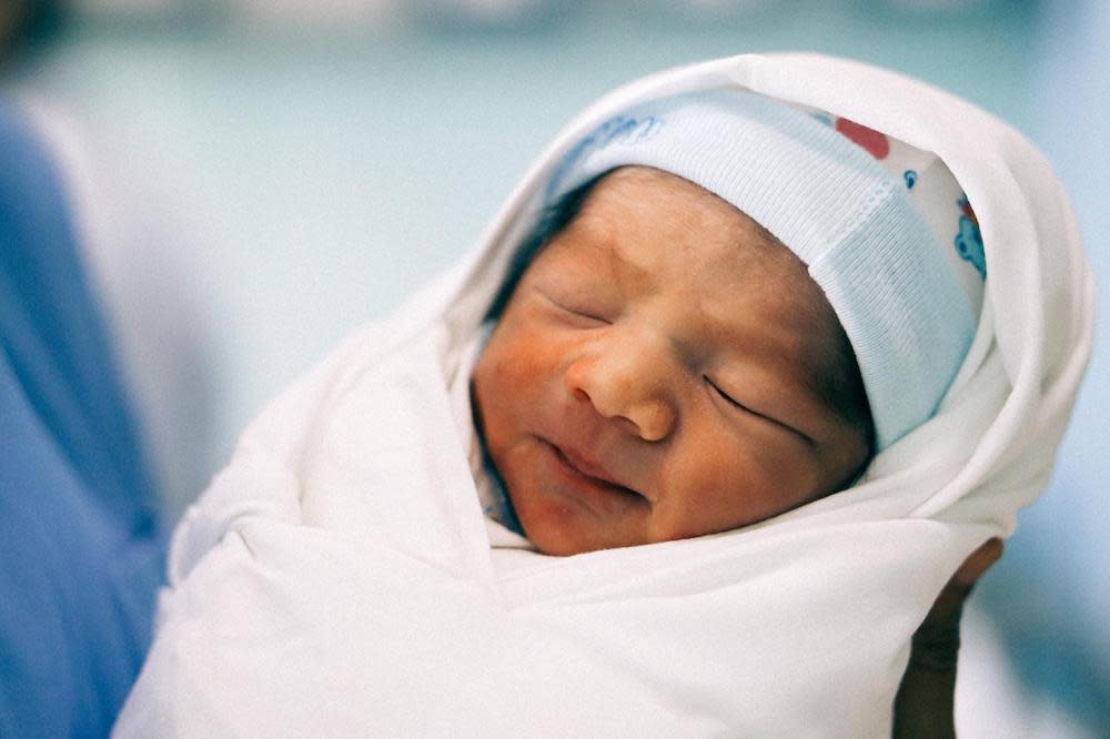 A healthy baby born in the hospital 