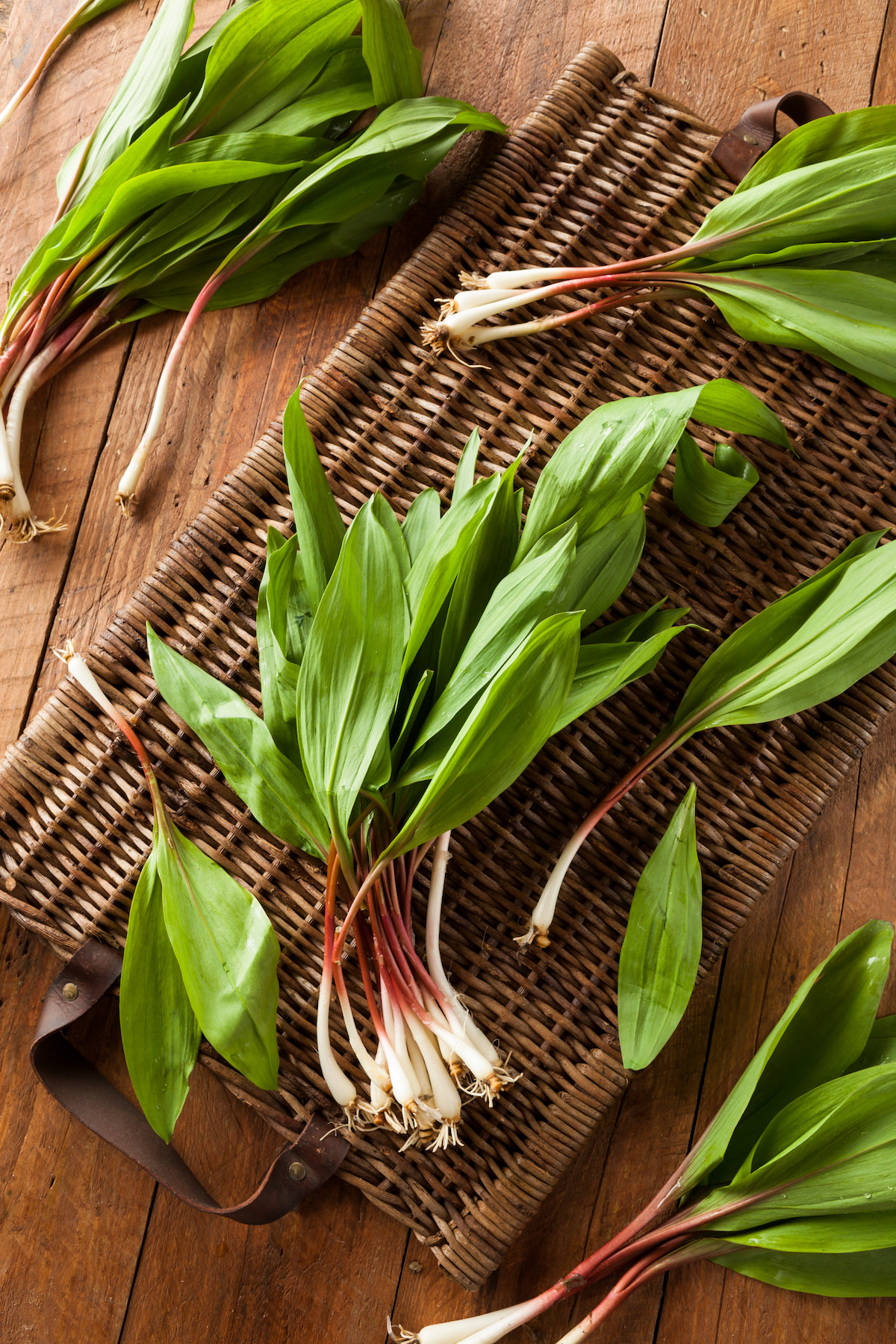 Ramp vegetables on wicker basket