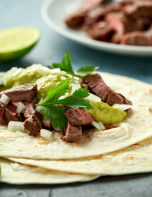 Steak tacos with garnish