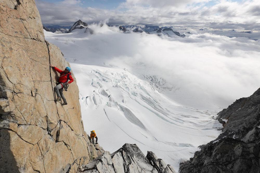 Jimmy Chin's photograph of the Bugaboos as an example of rule of thirds and leading lines