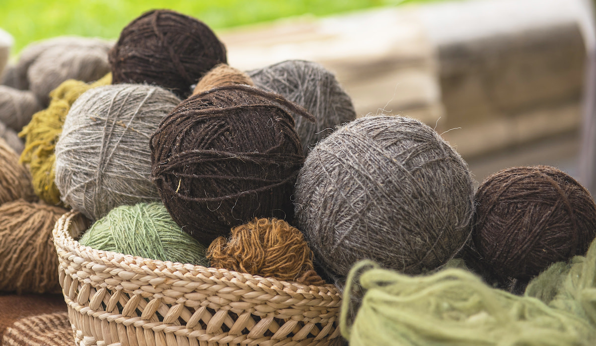 alpaca yarn in baskets