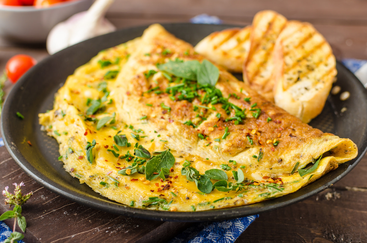 omelette with herbs on plate