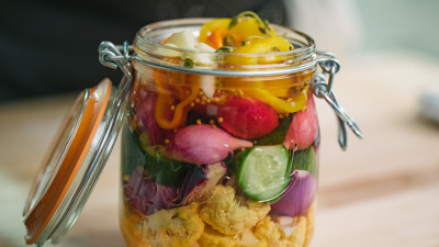 Chef Thomas Keller's pickled vegetables in jar