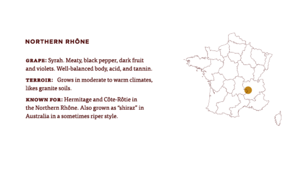 a map showing the northern rhone where they grow syrah