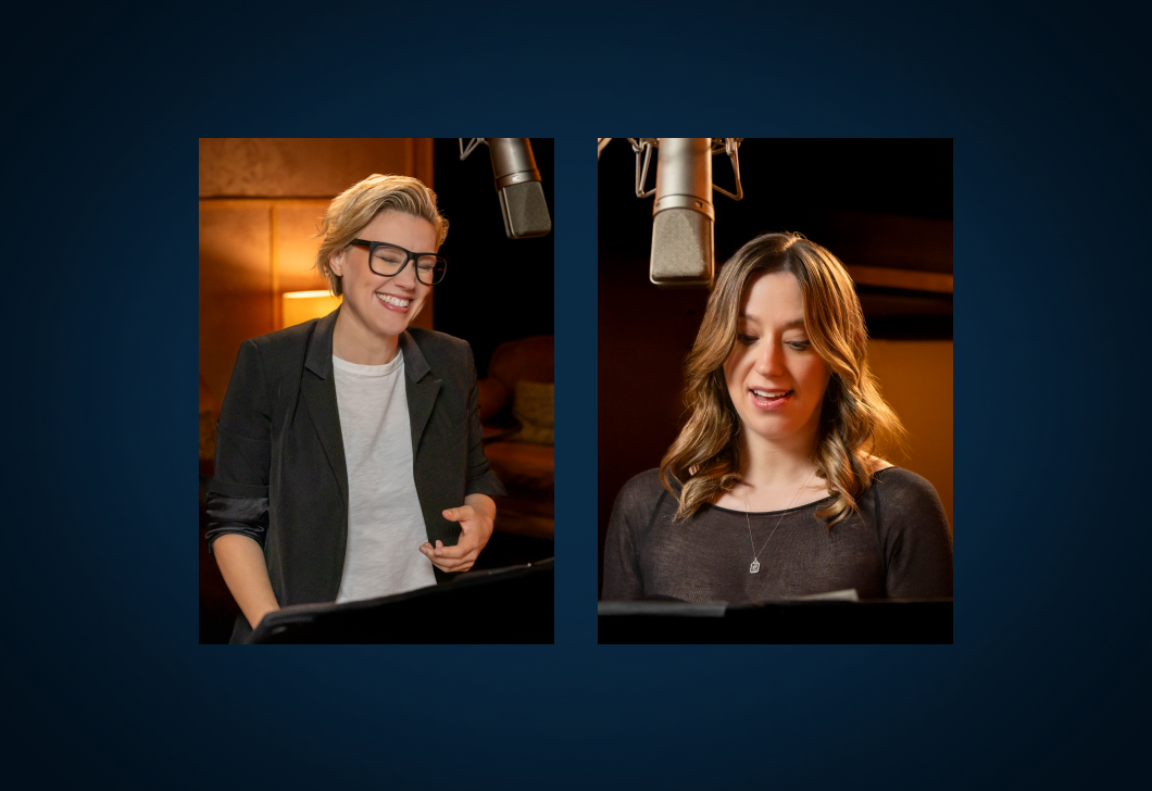 Kate McKinnon and Emily Lynne in the studio as they record “Heads Will Roll: Heir Apparent.”