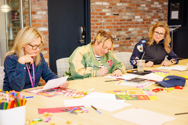 Audible employees write notes to seniors for Letters Against Isolation.