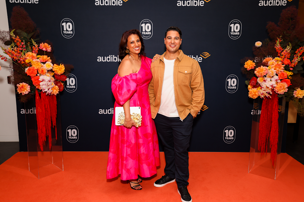 Karen Appathurai-Wiggins, Head of Regional Content for Audible, APAC, and Marc Fennell, award-winning creator, at the anniversary celebration. 