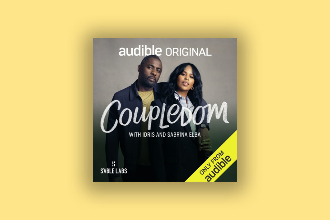 Book cover for "Coupledom with Idris and Sabrina Elba" on a yellow background