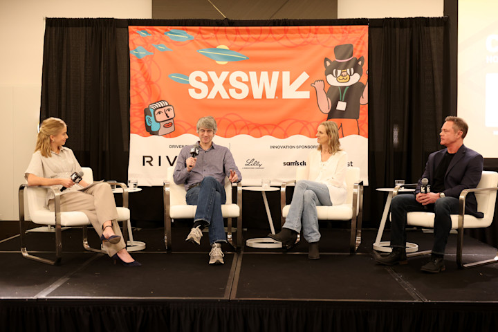 Nicole Cobler moderated a panel with investigative podcast hosts Leon Neyfakh, Laura Beil and Paul Holes