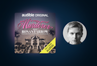 The cover art for “Not a Very Good Murderer” and a headshot of Ronan Farrow side-by-side on a dark background.