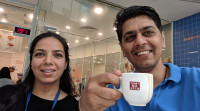 Jai and his Audible colleague take a coffee break.