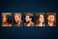 Headshots of Ambika Mod, James McAvoy, Kit Harington, Keira Knightley, and Leo Woodall on a dark background.