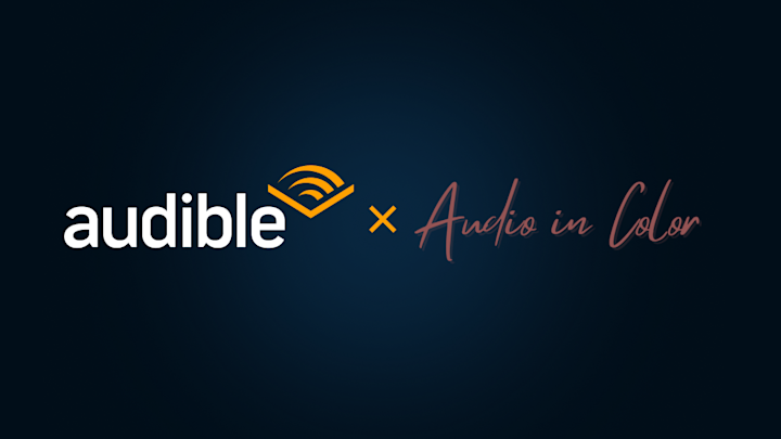 Audible and Audio in Color's logos on a dark background.