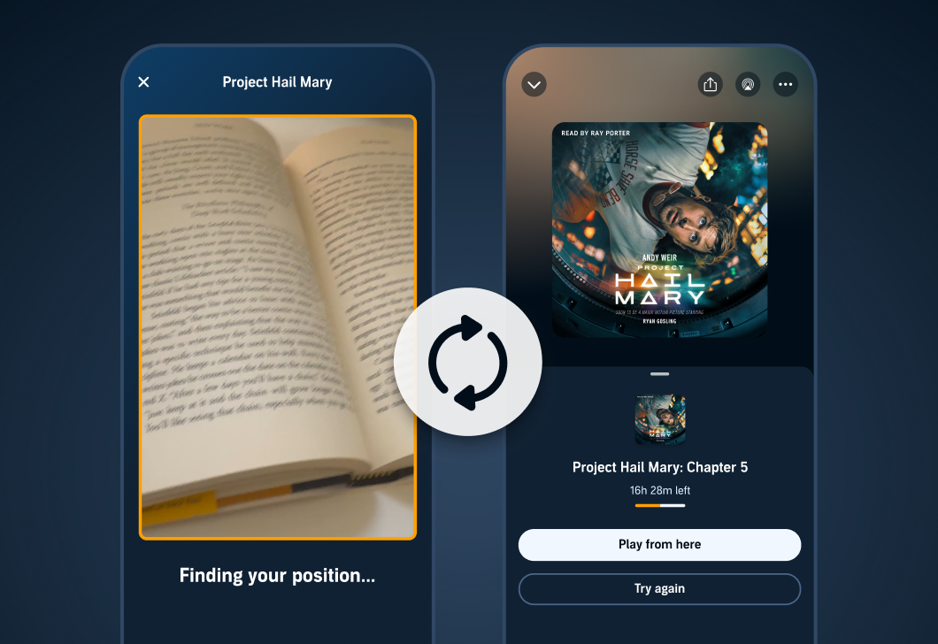 A demo image showing Audible's page sync feature in action.