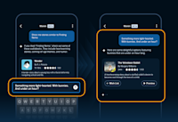 A demo image of two phone screens showing Audible's Maven feature in action, with multiple related questions.