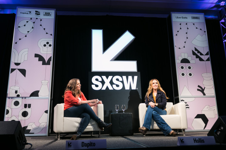 Diana Dapito and Rachel Hollis sitting on stage at SXSW