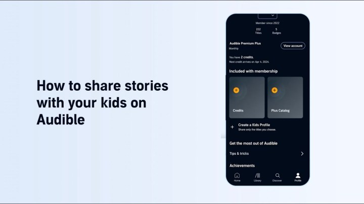 A screenshot from a video showing how to use Audible's new kids profile feature. 