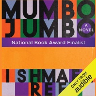 The cover art for Ishmael Reed's "Mumbo Jumbo" has bold block letters for the title and writer against a collage of colors. In between the two is a swath of orange. The words "National Book Award Finalist" appear in white against a purple stripe of color too.