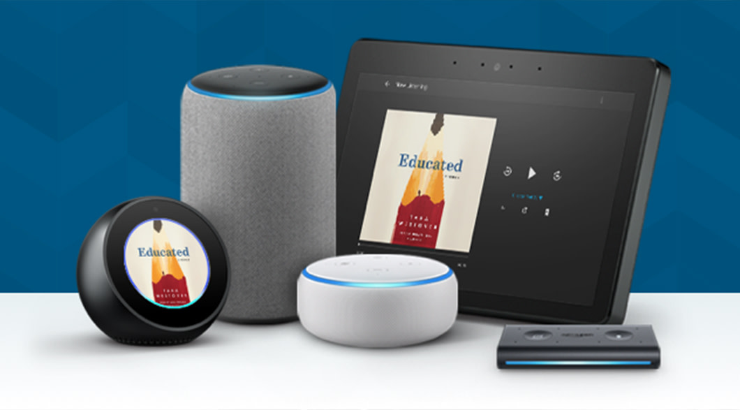 Audible books displayed on various Alexa-enabled devices.