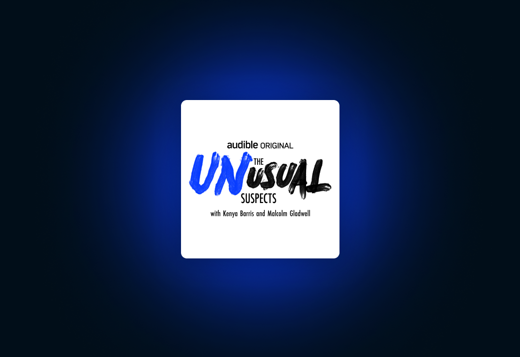 The artwork for "The Unusual Suspects" on a dark blue background.