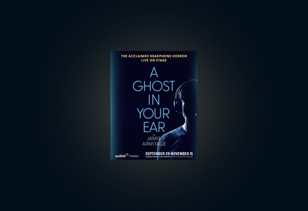 The show artwork for “A Ghost in Your Ear” on a dark background.